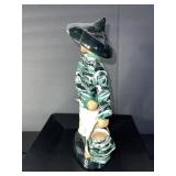 Porcelain Figurine of Woman in Green Swirl Blouse with Hat & Bag