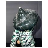 Porcelain Figurine of Woman in Green Swirl Blouse with Hat & Bag