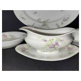 Limoges L. Bernardet & Cie Lilac Floral Dinnerware Set with Covered Sugar & Gravy Boat