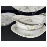 Limoges L. Bernardet & Cie Lilac Floral Dinnerware Set with Covered Sugar & Gravy Boat