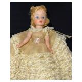 Madame Alexander Melanie Doll - Vintage Cream Lace Dress with Pink Rose Belt