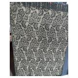 Throw Blanket - Beige with Green Floral Damask Pattern & Fringe