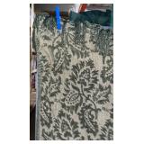 Throw Blanket - Beige with Green Floral Damask Pattern & Fringe