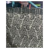 Throw Blanket - Beige with Green Floral Damask Pattern & Fringe