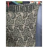 Throw Blanket - Beige with Green Floral Damask Pattern & Fringe