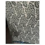 Throw Blanket - Beige with Green Floral Damask Pattern & Fringe