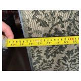 Throw Blanket - Beige with Green Floral Damask Pattern & Fringe