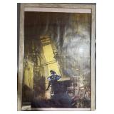 Framed Wall Art Print - Silhouette Figure In Industrial Cityscape