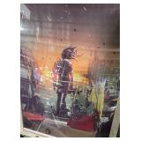 Framed Art Print - Silhouette with Backpack at Sunset City