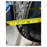 Large Round Mirror with Ornate Wrought Iron Filigree Frame