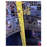 Large Round Mirror with Ornate Wrought Iron Filigree Frame