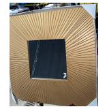 Gold Sunburst Wall Mirror - Square Center Cutout