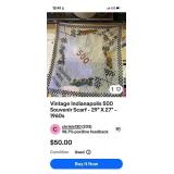 Vintage Indianapolis 500 Souvenir Scarves (Lot of 2) - 29 x 27 - 1960s