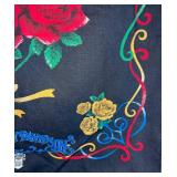 Harley-Davidson Souvenir Scarf - Floral Rose Bouquet on Black Fabric