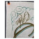 Souvenir Scarf - White Woven Fabric with Teal & Gold Script Tour 101 Reba