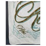 Souvenir Scarf - White Woven Fabric with Teal & Gold Script Tour 101 Reba