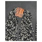 Beaded Seed Necklace & Bracelet Set - Black & Silver with Wood Clasp
