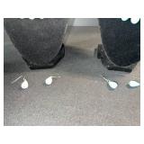 Bead Necklace Set with Teardrop Earrings - White & Turquoise (2-Pc Set)