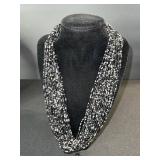 Beaded Multi-Strand Necklace & Earrings Set - Black & White