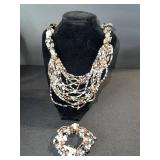 Beaded Multi-Strand Necklace & Matching Bracelet