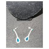 Blue Teardrop Necklace & Earrings Set with Crystals