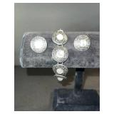 Jewelry Set - Silver-Tone Necklace, Bracelet & Matching Accessories with Blue & White Cabochons