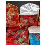 Silk Floral Pouches - Red With Yellow Trim (Lot of 5)