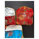 Silk Floral Pouches - Red With Yellow Trim (Lot of 5)