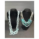 Turquoise & White Beaded Multi-Strand Necklaces - 2-Piece Set