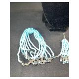 Turquoise Bead Multi-Strand Necklace & Matching Earrings Set