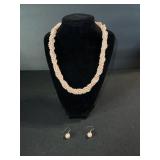 White Freshwater Pearl Necklace & Earrings Set - Multi-Strand Pearl Jewelry