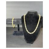 Gold Tone Necklace & Bracelet Set - Dense Link Chain, 2-Piece Jewelry