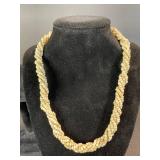 Cream Bead Rope Necklace & Bracelet Set