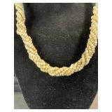 Cream Bead Rope Necklace & Bracelet Set