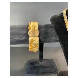 Beaded Stone Disc Necklace & Bracelet Set - Earth-Tone Beads