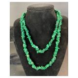 Green Chip Bead Necklace Set - 2 Necklaces & Bracelet