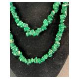 Green Chip Bead Necklace Set - 2 Necklaces & Bracelet