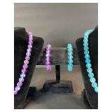 Bead Necklaces & Bracelets Set - Purple & Turquoise, 4-Piece