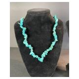 Turquoise Chip Bead Necklaces Set of 2 - One with Tree of Life Pendant