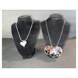 Heart Pendant Necklace, Tree of Life Beaded Necklace & Heart-Shaped Earrings Set