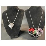 Heart Pendant Necklace, Tree of Life Beaded Necklace & Heart-Shaped Earrings Set