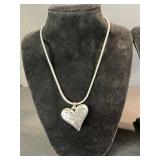 Heart Pendant Necklace, Tree of Life Beaded Necklace & Heart-Shaped Earrings Set