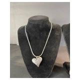 Heart Pendant Necklace, Tree of Life Beaded Necklace & Heart-Shaped Earrings Set