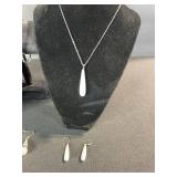 Pearl Jewelry Set - 2-Strand Pearl Necklace, Teardrop Pendant & Pearl Drop Earrings