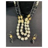 Gold-Tone Bead Necklace Set - Coin Pendant Necklace, Beaded Bracelet & Earrings
