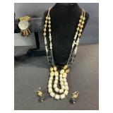 Gold-Tone Bead Necklace Set - Coin Pendant Necklace, Beaded Bracelet & Earrings