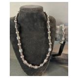 Silver-Tone Beaded Necklace Set with Bracelet - 3-Piece Jewelry Collection