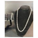 Silver-Tone Beaded Necklace Set with Bracelet - 3-Piece Jewelry Collection