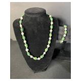 Jewelry Set: Emerald Green Bead & Pearl Necklaces, Bracelet, Earrings
