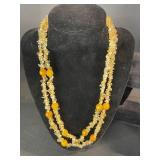 Blue Cabochon Necklace - Bracelet & Yellow Bead Crystal Necklace (Lot of 3)